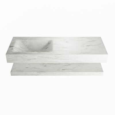 MONDIAZ ALAN-DLUX 120cm planchet Opalo. Vrijhangende wastafel CLOUD links 1 kraangat, kleur Opalo.