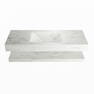 MONDIAZ ALAN-DLUX 120cm planchet Opalo. Vrijhangende wastafel CLOUD midden zonder kraangat, kleur Opalo.
