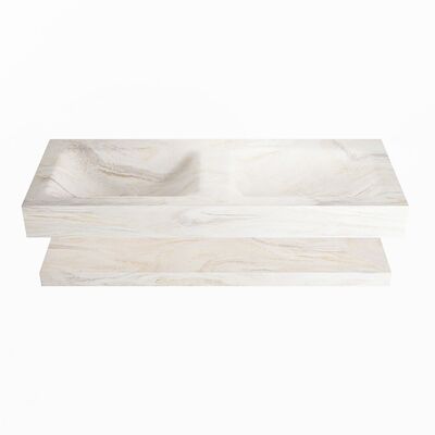MONDIAZ ALAN-DLUX 120cm planchet Ostra. Vrijhangende wastafel CLOUD dubbel zonder kraangat, kleur Ostra.