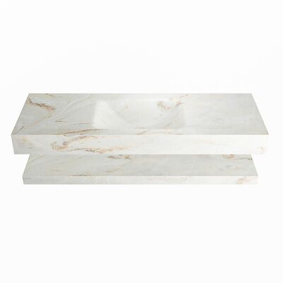 MONDIAZ ALAN-DLUX 130cm planchet Frappe. Vrijhangende wastafel CLOUD midden zonder kraangat, kleur Frappe.