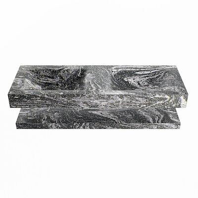 MONDIAZ ALAN-DLUX 130cm planchet Lava. Vrijhangende wastafel CLOUD dubbel zonder kraangat, kleur Lava.