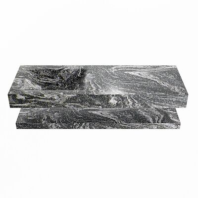 MONDIAZ ALAN-DLUX 130cm planchet Lava. Vrijhangende wastafel CLOUD links zonder kraangat, kleur Lava.