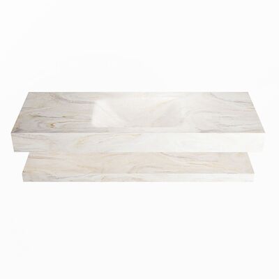 MONDIAZ ALAN-DLUX 130cm planchet Ostra. Vrijhangende wastafel CLOUD midden 1 kraangat, kleur Ostra.