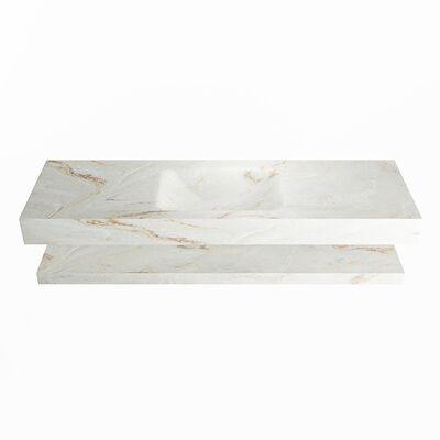 MONDIAZ ALAN-DLUX 150cm planchet Frappe. Vrijhangende wastafel CLOUD midden 1 kraangat, kleur Frappe.