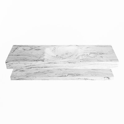 MONDIAZ ALAN-DLUX 150cm planchet Glace. Vrijhangende wastafel CLOUD midden zonder kraangat, kleur Glace.