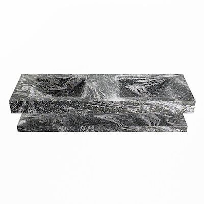 MONDIAZ ALAN-DLUX 150cm planchet Lava. Vrijhangende wastafel CLOUD dubbel zonder kraangat, kleur Lava.