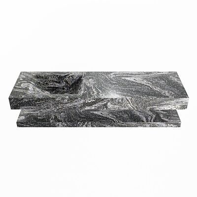MONDIAZ ALAN-DLUX 150cm planchet Lava. Vrijhangende wastafel CLOUD links 1 kraangat, kleur Lava.