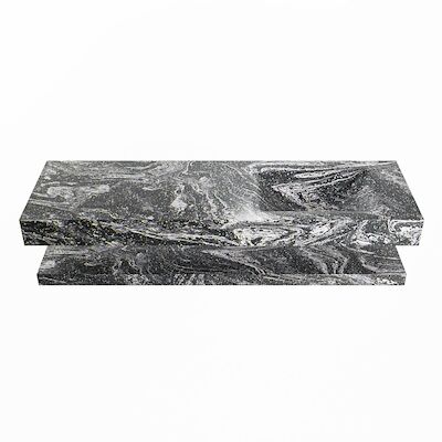 MONDIAZ ALAN-DLUX 150cm planchet Lava. Vrijhangende wastafel CLOUD rechts zonder kraangat, kleur Lava.