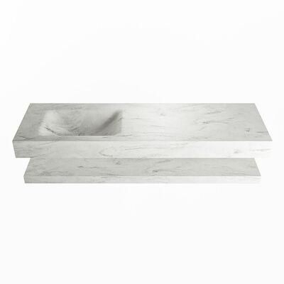 MONDIAZ ALAN-DLUX 150cm planchet Opalo. Vrijhangende wastafel CLOUD links 1 kraangat, kleur Opalo.