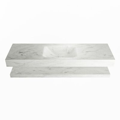 MONDIAZ ALAN-DLUX 150cm planchet Opalo. Vrijhangende wastafel CLOUD midden 1 kraangat, kleur Opalo.