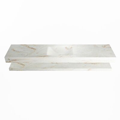 MONDIAZ ALAN-DLUX 200cm planchet Frappe. Vrijhangende wastafel CLOUD midden 1 kraangat, kleur Frappe.