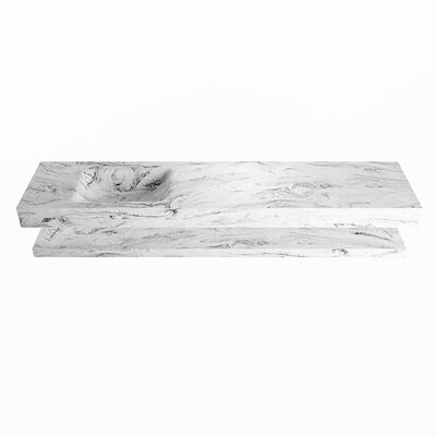 MONDIAZ ALAN-DLUX 200cm planchet Glace. Vrijhangende wastafel CLOUD links zonder kraangat, kleur Glace.