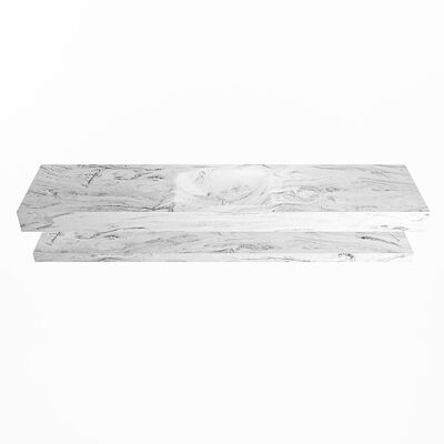 MONDIAZ ALAN-DLUX 200cm planchet Glace. Vrijhangende wastafel CLOUD midden zonder kraangat, kleur Glace.