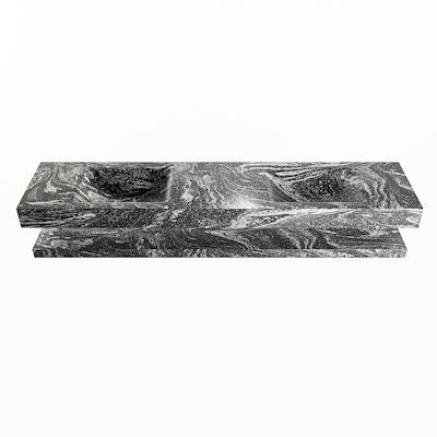 MONDIAZ ALAN-DLUX 200cm planchet Lava. Vrijhangende wastafel CLOUD dubbel 2 kraangaten, kleur Lava.
