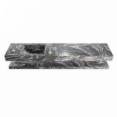MONDIAZ ALAN-DLUX 200cm planchet Lava. Vrijhangende wastafel CLOUD links zonder kraangat, kleur Lava.