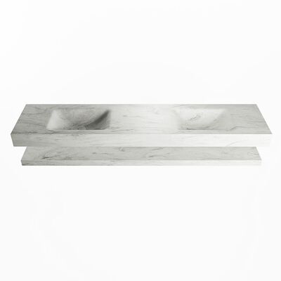 MONDIAZ ALAN-DLUX 200cm planchet Opalo. Vrijhangende wastafel CLOUD dubbel 2 kraangaten, kleur Opalo.