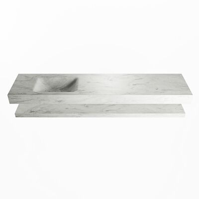 MONDIAZ ALAN-DLUX 200cm planchet Opalo. Vrijhangende wastafel CLOUD links 1 kraangat, kleur Opalo.