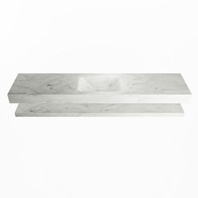 MONDIAZ ALAN-DLUX 200cm planchet Opalo. Vrijhangende wastafel CLOUD midden zonder kraangat, kleur Opalo.