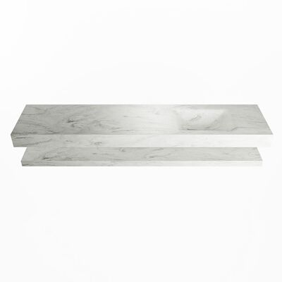 MONDIAZ ALAN-DLUX 200cm planchet Opalo. Vrijhangende wastafel CLOUD rechts 1 kraangat, kleur Opalo.