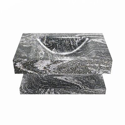 MONDIAZ ALAN-DLUX 70cm planchet Lava. Vrijhangende wastafel CLOUD midden zonder kraangat, kleur Lava.