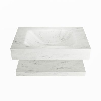 MONDIAZ ALAN-DLUX 70cm planchet Opalo. Vrijhangende wastafel CLOUD midden zonder kraangat, kleur Opalo.