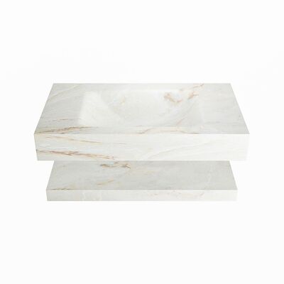 MONDIAZ ALAN-DLUX 80cm planchet Frappe. Vrijhangende wastafel CLOUD midden zonder kraangat, kleur Frappe.