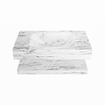MONDIAZ ALAN-DLUX 80cm planchet Glace. Vrijhangende wastafel CLOUD midden 1 kraangat, kleur Glace.