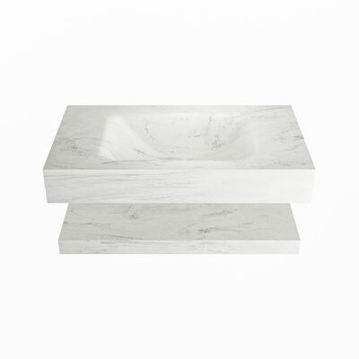 MONDIAZ ALAN-DLUX 80cm planchet Opalo. Vrijhangende wastafel CLOUD midden zonder kraangat, kleur Opalo.