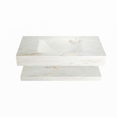 MONDIAZ ALAN-DLUX 90cm planchet Frappe. Vrijhangende wastafel CLOUD midden 1 kraangat, kleur Frappe.
