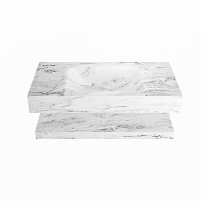 MONDIAZ ALAN-DLUX 90cm planchet Glace. Vrijhangende wastafel CLOUD midden 1 kraangat, kleur Glace.