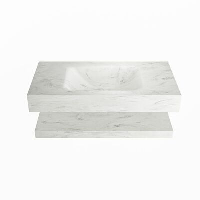 MONDIAZ ALAN-DLUX 90cm planchet Opalo. Vrijhangende wastafel CLOUD midden 1 kraangat, kleur Opalo.