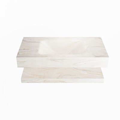 MONDIAZ ALAN-DLUX 90cm planchet Ostra. Vrijhangende wastafel CLOUD midden 1 kraangat, kleur Ostra.