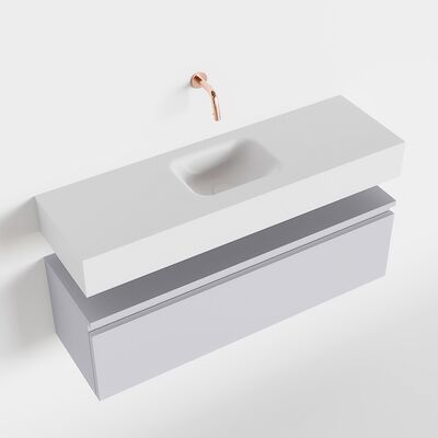MONDIAZ ANDOR 100cm toiletmeubel cale. LEX 100cm wastafel talc midden geen kraangat