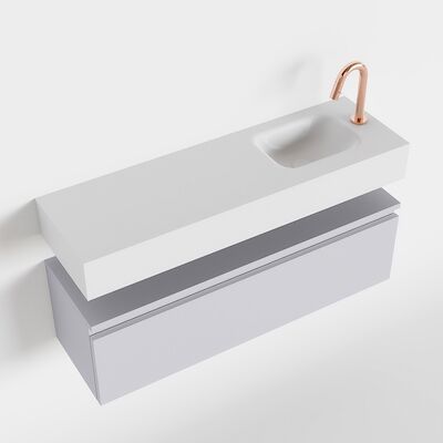 MONDIAZ ANDOR 100cm toiletmeubel cale. LEX 100cm wastafel talc rechts 1 kraangat