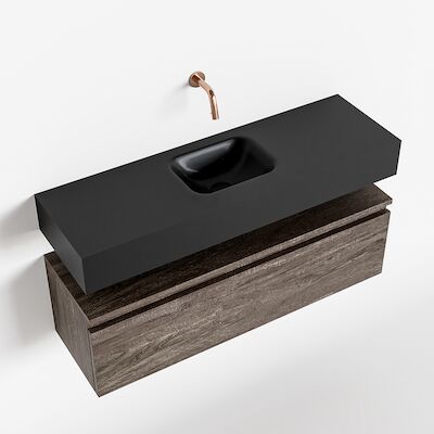 MONDIAZ ANDOR 100cm toiletmeubel dark brown. LEX 100cm wastafel urban midden geen kraangat