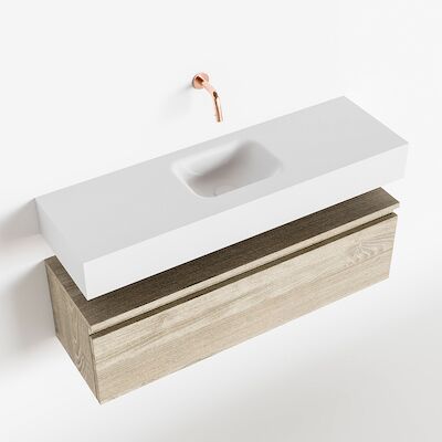 MONDIAZ ANDOR 100cm toiletmeubel light brown grey. LEX 100cm wastafel talc midden geen kraangat