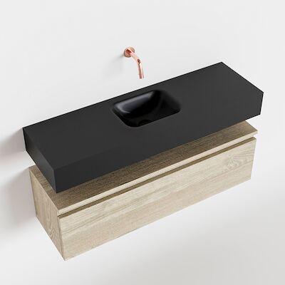 MONDIAZ ANDOR 100cm toiletmeubel light brown grey. LEX 100cm wastafel urban midden geen kraangat