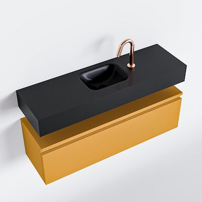 MONDIAZ ANDOR 100cm toiletmeubel ocher. LEX 100cm wastafel urban midden 1 kraangat