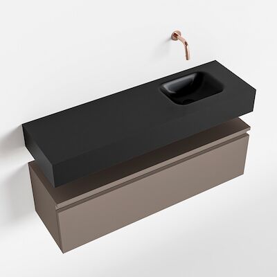 MONDIAZ ANDOR 100cm toiletmeubel smoke. LEX 100cm wastafel urban rechts geen kraangat