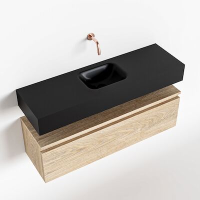 MONDIAZ ANDOR 100cm toiletmeubel washed oak. LEX 100cm wastafel urban midden geen kraangat