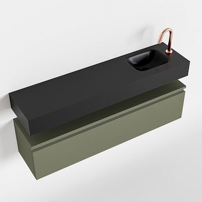 MONDIAZ ANDOR 120cm toiletmeubel army. LEX 120cm wastafel urban rechts 1 kraangat