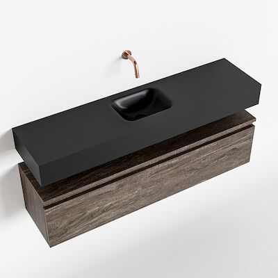 MONDIAZ ANDOR 120cm toiletmeubel dark brown. LEX 120cm wastafel urban midden geen kraangat