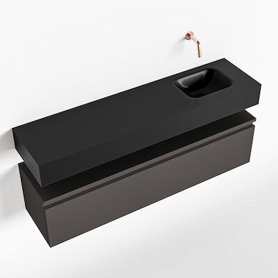 MONDIAZ ANDOR 120cm toiletmeubel dark grey. LEX 120cm wastafel urban rechts geen kraangat