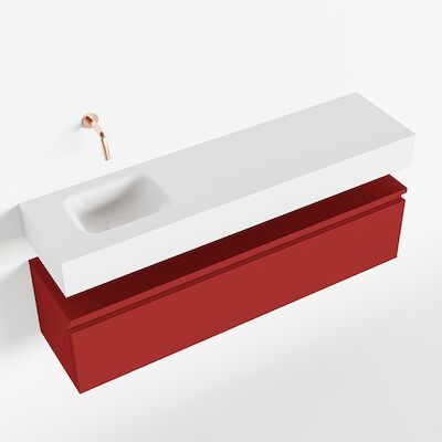 MONDIAZ ANDOR 120cm toiletmeubel fire. LEX 120cm wastafel talc links geen kraangat