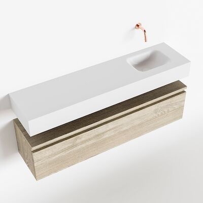 MONDIAZ ANDOR 120cm toiletmeubel light brown grey. LEX 120cm wastafel talc rechts geen kraangat