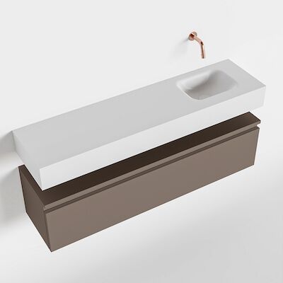 MONDIAZ ANDOR 120cm toiletmeubel smoke. LEX 120cm wastafel talc rechts geen kraangat