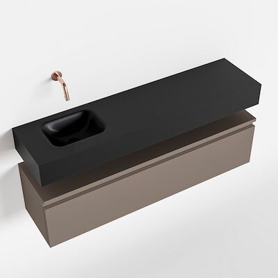 MONDIAZ ANDOR 120cm toiletmeubel smoke. LEX 120cm wastafel urban links geen kraangat
