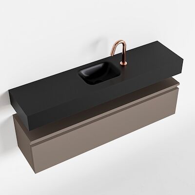 MONDIAZ ANDOR 120cm toiletmeubel smoke. LEX 120cm wastafel urban midden 1 kraangat