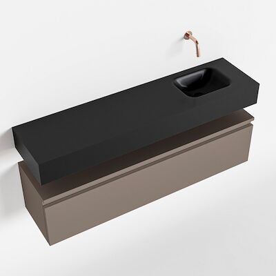 MONDIAZ ANDOR 120cm toiletmeubel smoke. LEX 120cm wastafel urban rechts geen kraangat