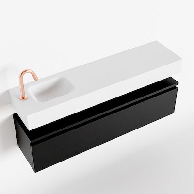 MONDIAZ ANDOR 120cm toiletmeubel urban. LEX 120cm wastafel talc links 1 kraangat
